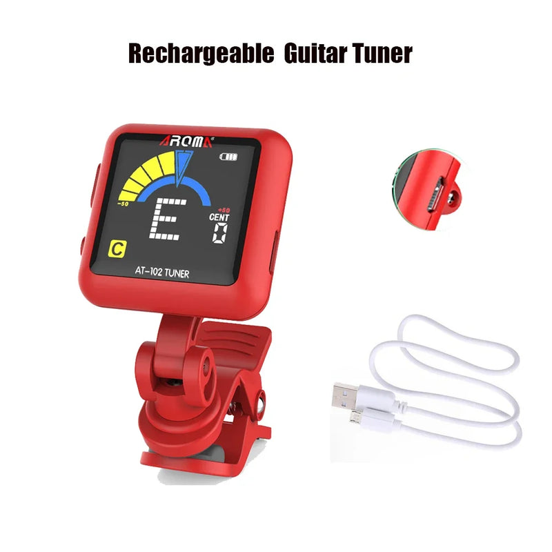 Acouway guitarra ukulele afinador violino baixo sintonizador de afinação eletrônica clip-on afinador cromático 360 graus girar com 5 modelos de afinação