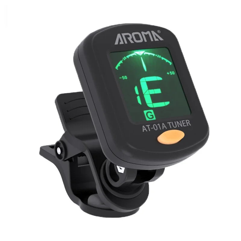 Acouway guitarra ukulele afinador violino baixo sintonizador de afinação eletrônica clip-on afinador cromático 360 graus girar com 5 modelos de afinação